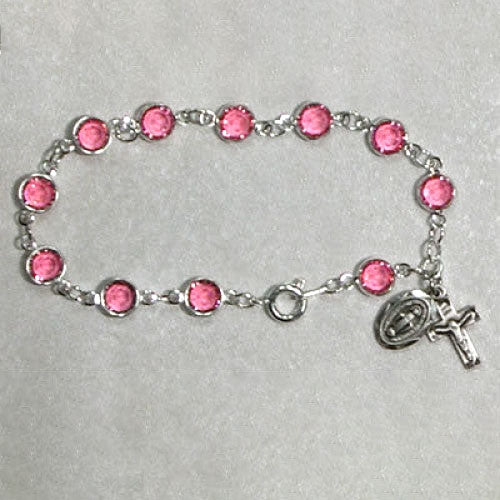 7 1/2" PINK CRYSTAL BRACELET