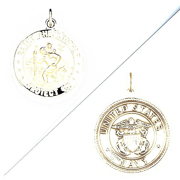 Saint Christopher Double Sided US Navy Religious Medal - Silver