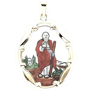 and Porcelain Saint Jude Religious Medal - Silver
