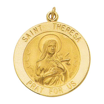 14K Gold Saint Theresa Religious Medal