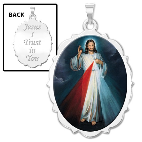 Divine Mercy Scalloped Oval Medal "Color"
