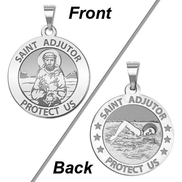 Saint Adjutor Doubles Sided Female Swimmer Medal