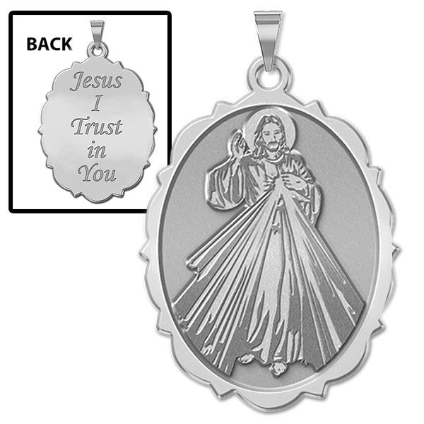 Divine Mercy Scalloped Oval Medal