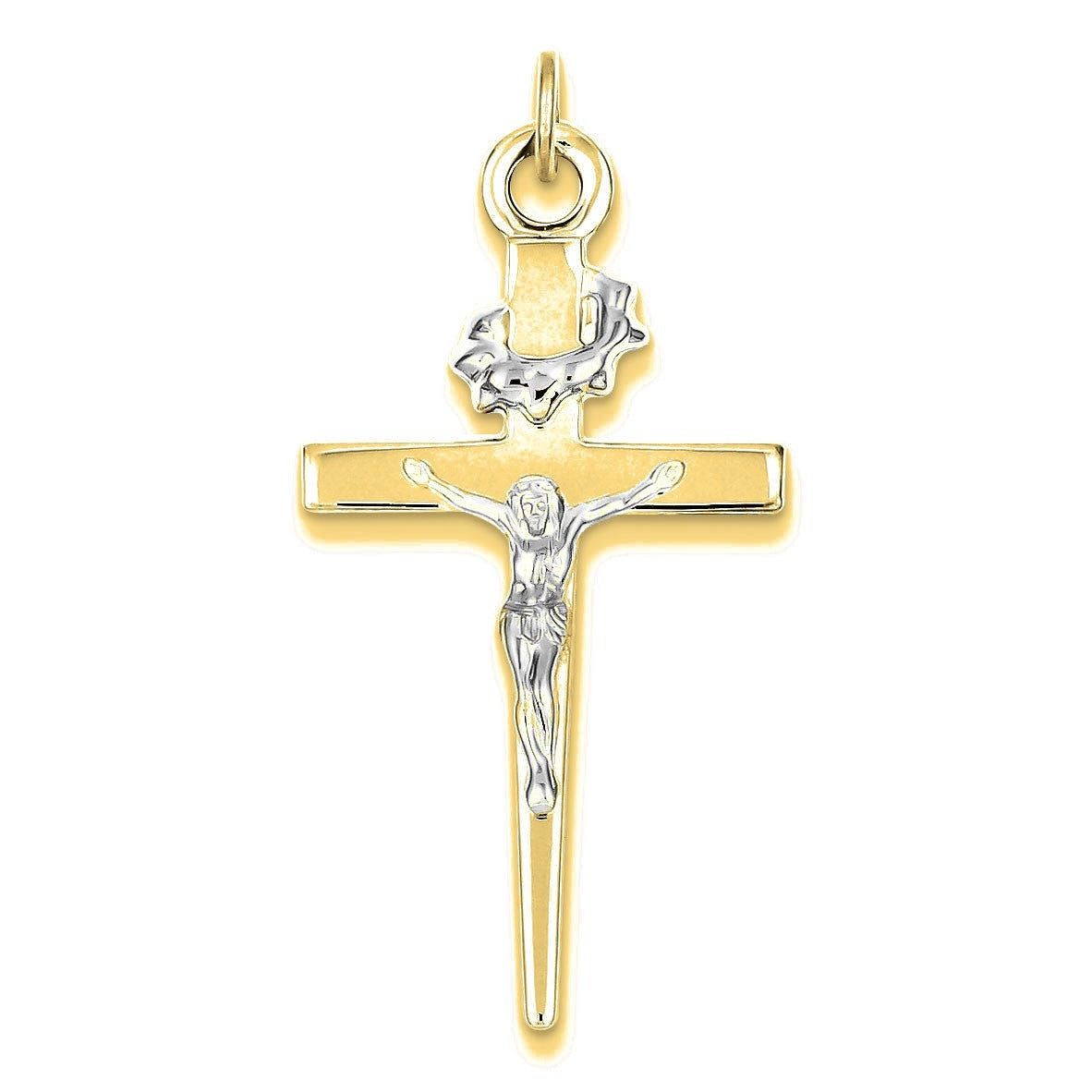Crucifix Pendant - Gold with Silver Accents