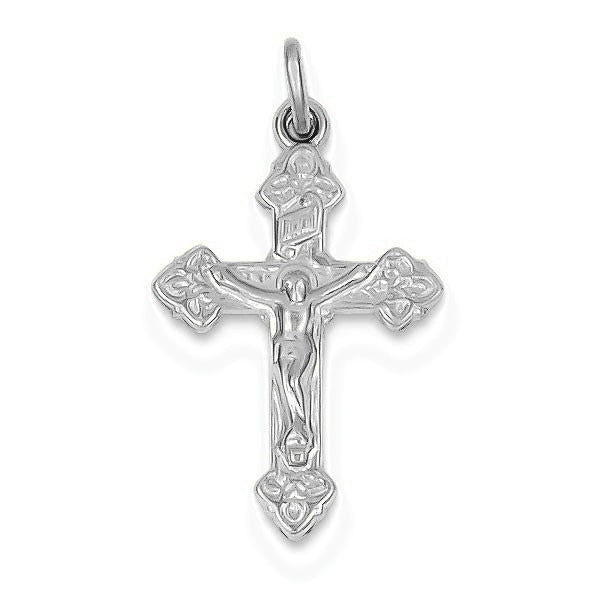 24k Gold -plated INRI Crucifix Charm - Silver/Stainless