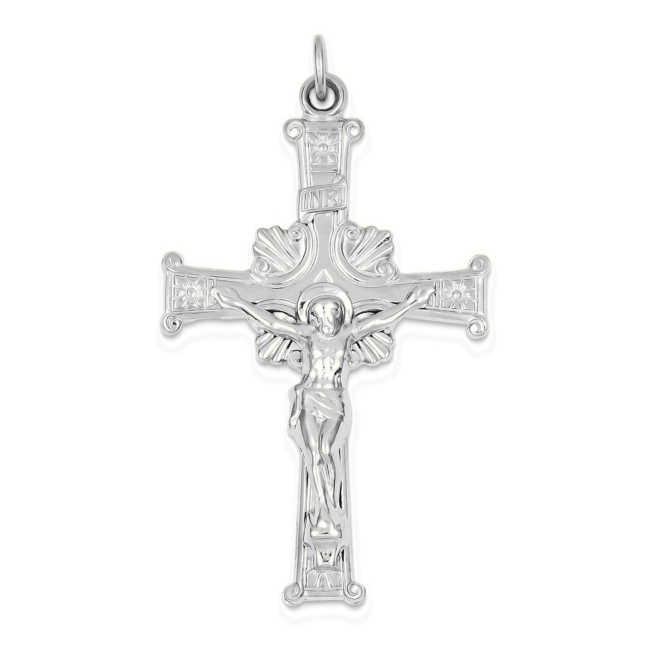 24k Gold -plated INRI Crucifix Pendant - Silver/Stainless