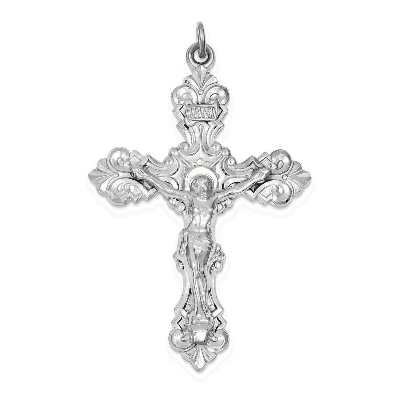 24k Gold -plated INRI Crucifix Pendant - Silver/Stainless