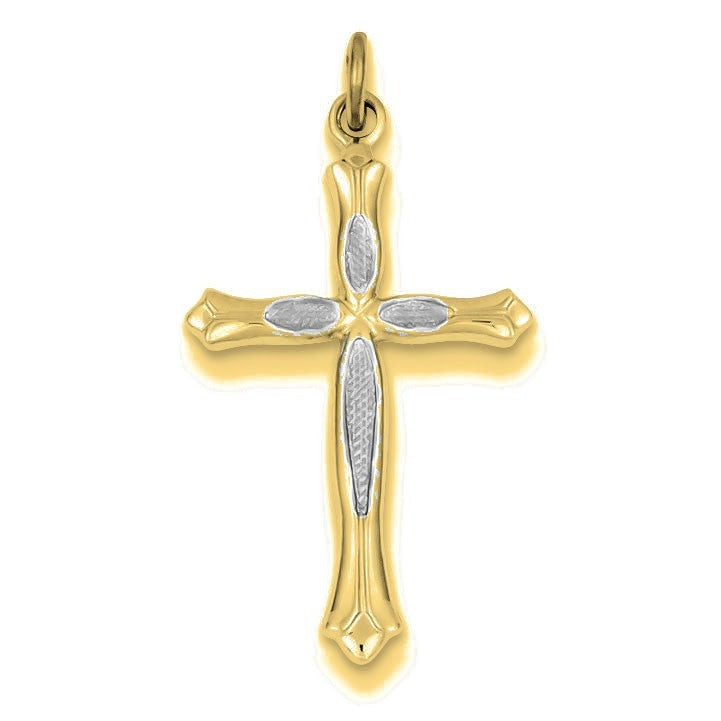 and Vermeil Cross Pendant - Gold with Silver Accents