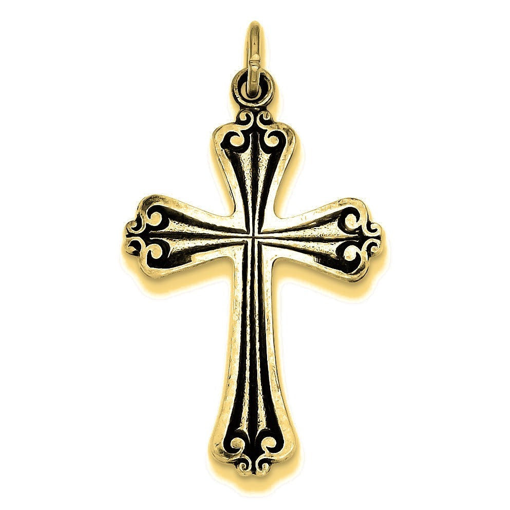 Antiqued Cross Pendant - Gold