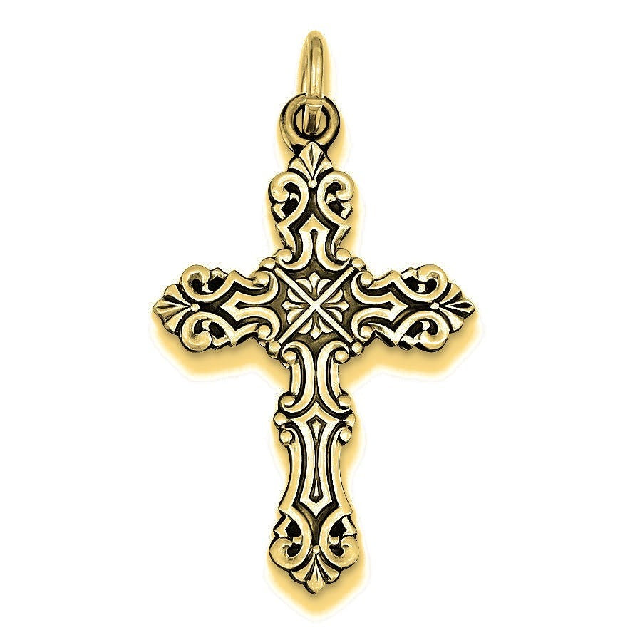 Antiqued Cross Pendant - Gold