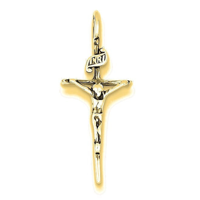 Antiqued INRI Crucifix Pendant - Gold