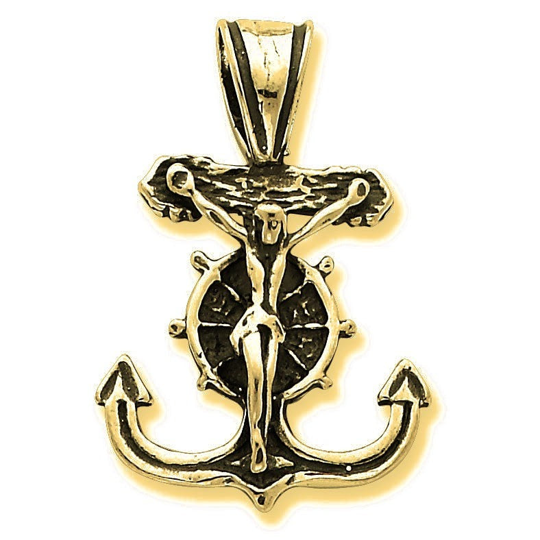 Antiqued Mariner's Crucifix Pendant - Gold
