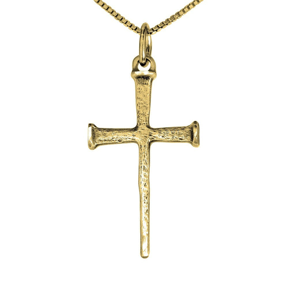Antiqued Nail Cross Pendant - Gold