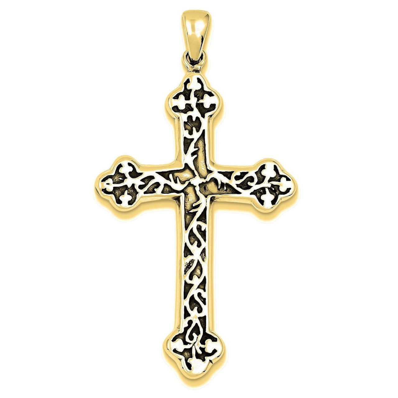 Antiqued Thorn Cross Pendant - Gold