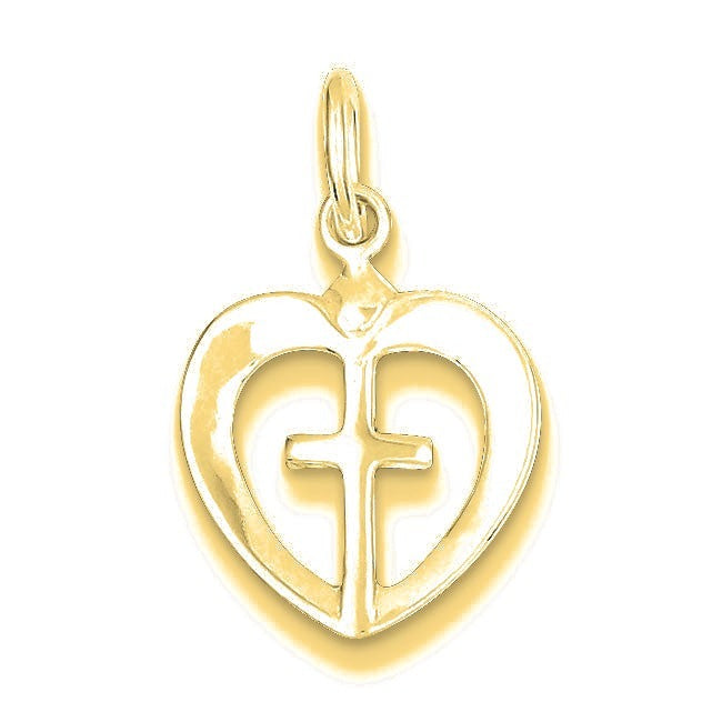 Cross Heart Charm - Gold