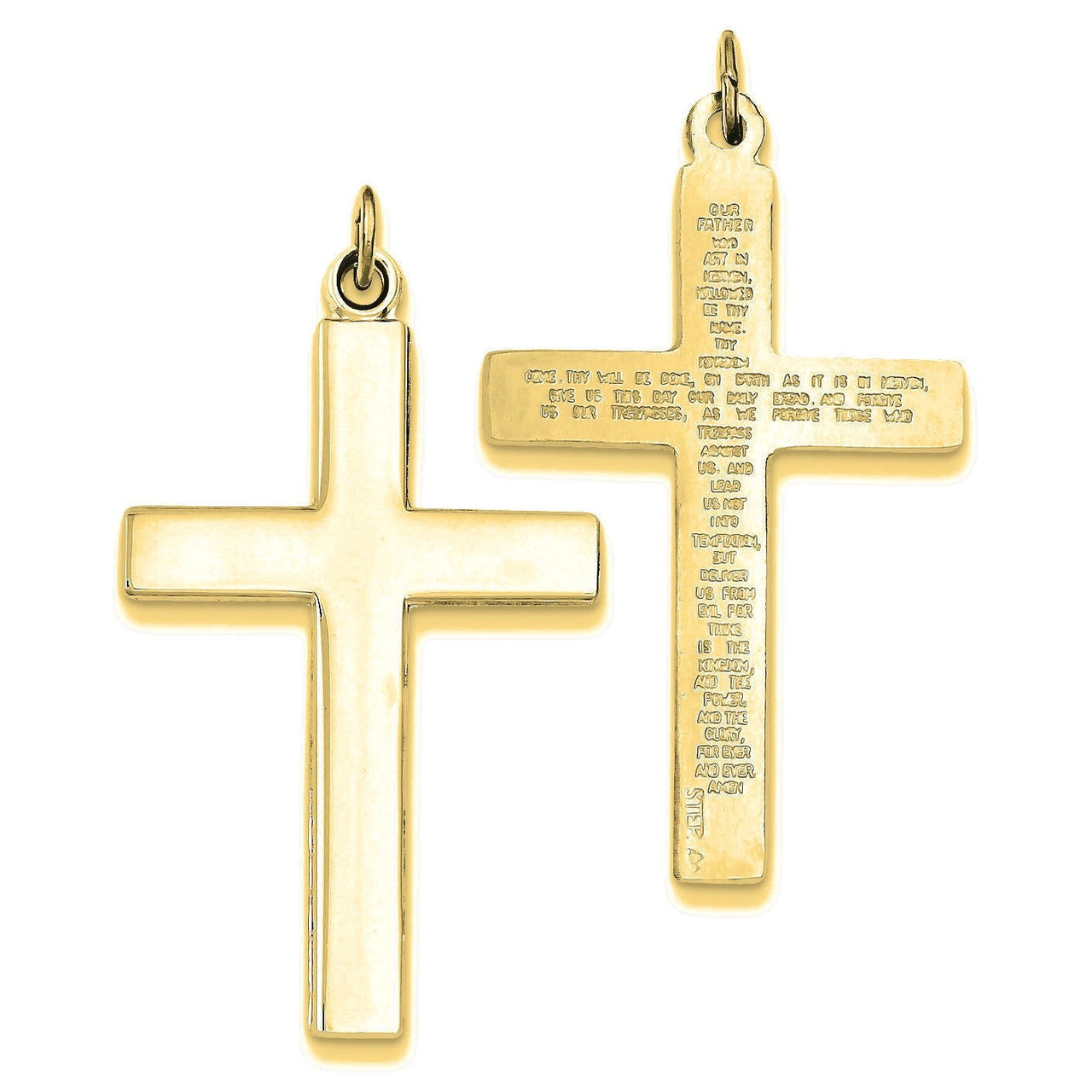 Cross Lord's Prayer Pendant - Gold