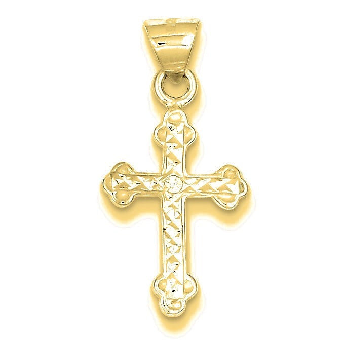 Cross with CZ Pendant - Gold