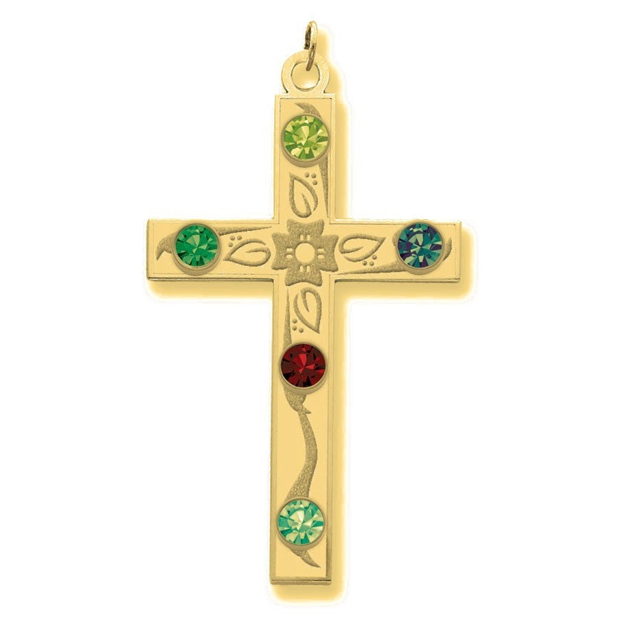Crystal Family Cross Pendant - Gold