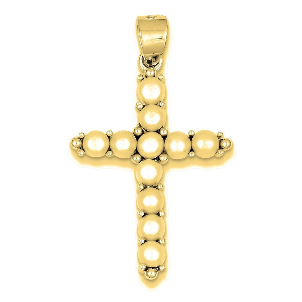 Cultured Pearl Cross Pendant - Gold