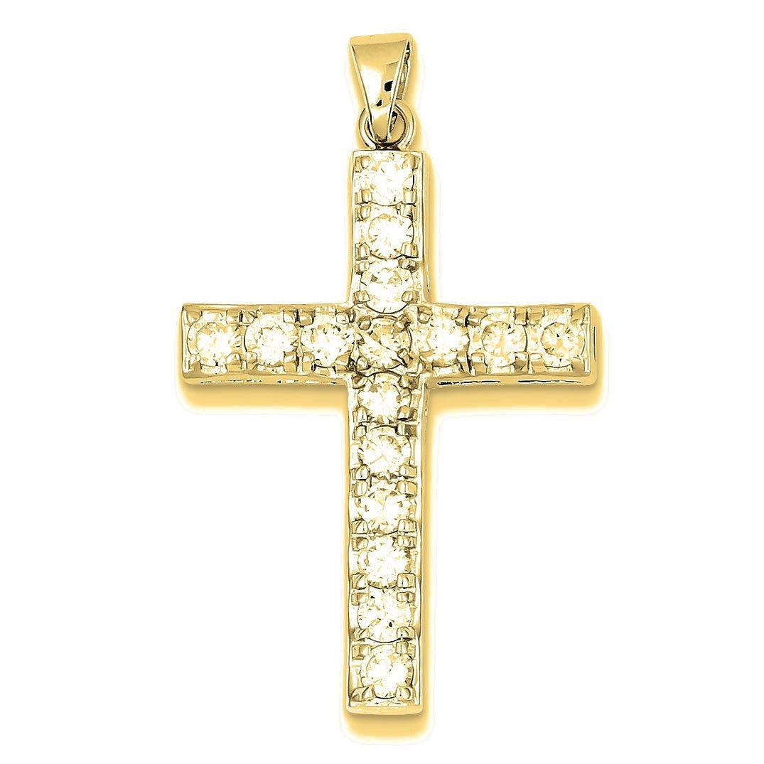 CZ Cross Pendant - Gold