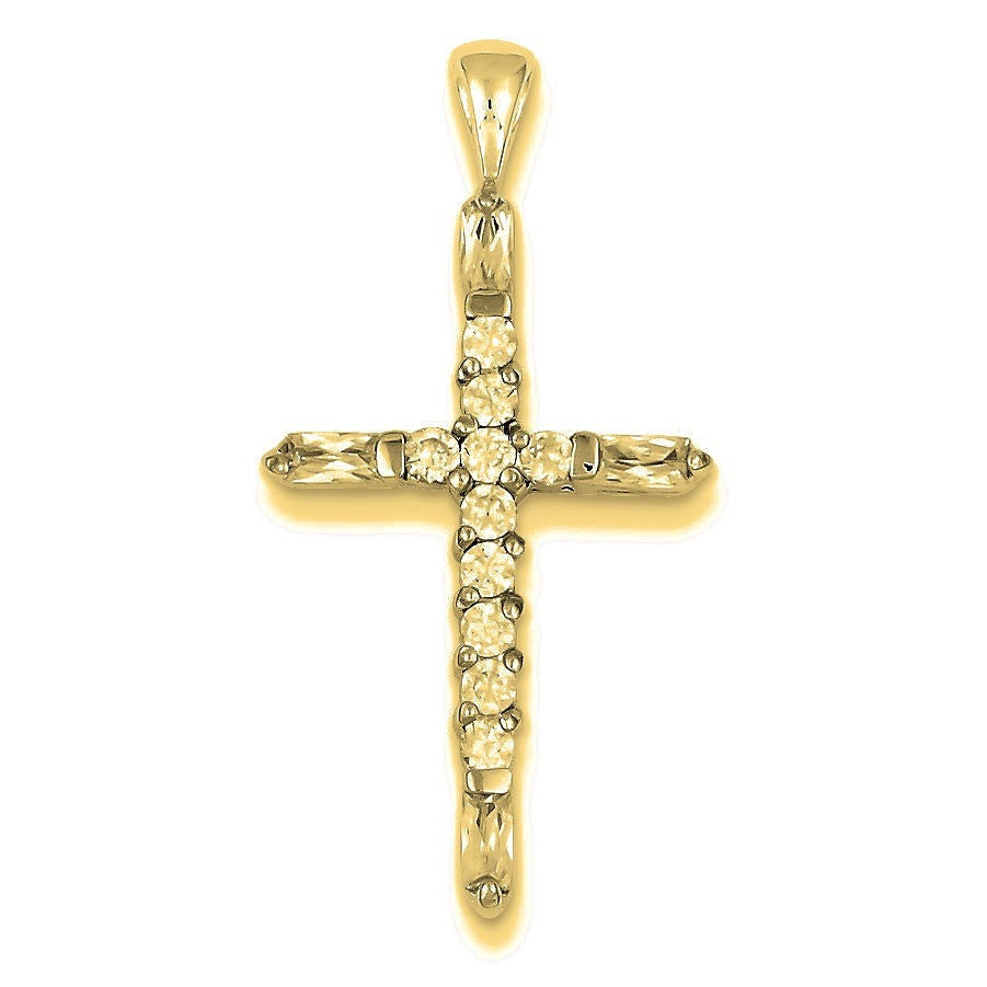 CZ Cross Pendant - Gold