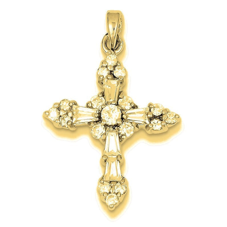 CZ Cross Pendant - Gold