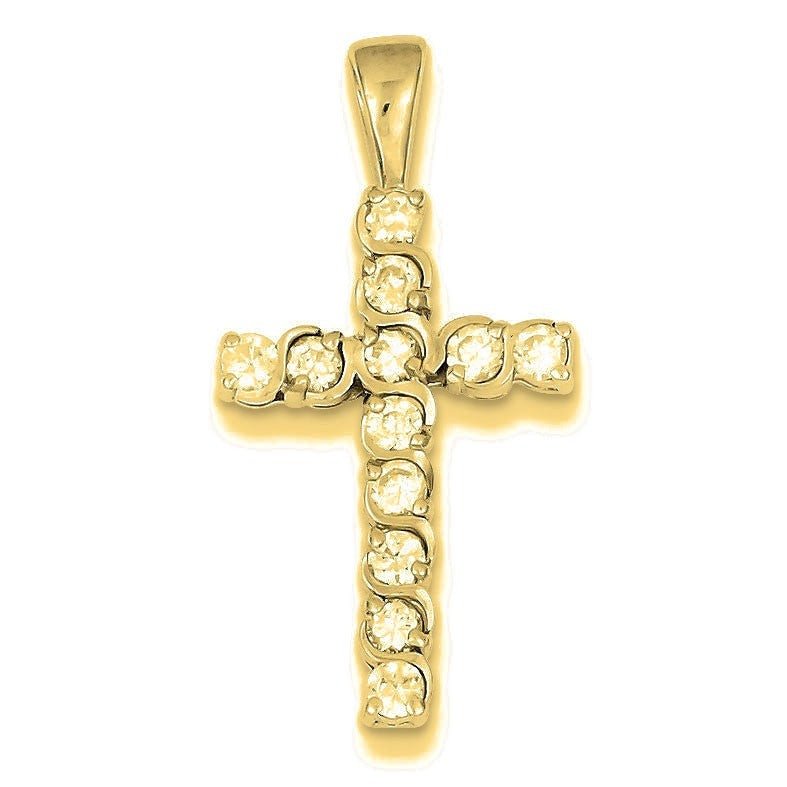 CZ Cross Pendant - Gold