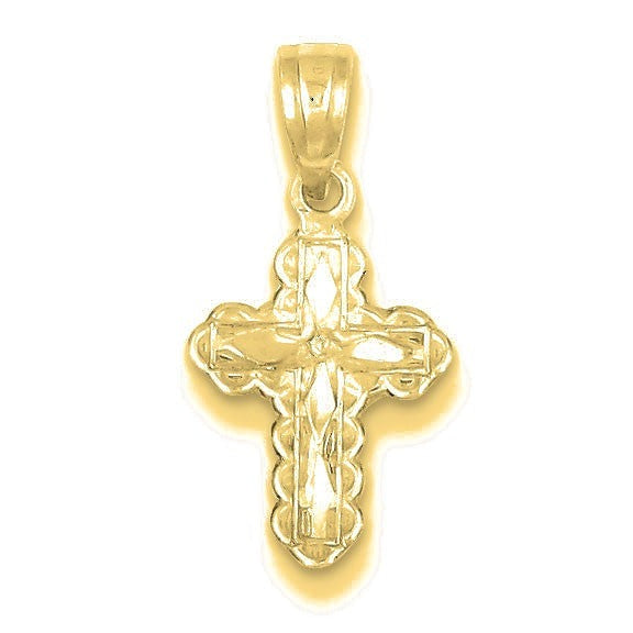 Diamond-cut Cross Charm - Gold