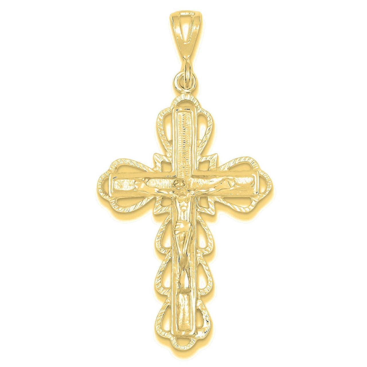 Diamond-Cut Crucifix Pendant - Gold