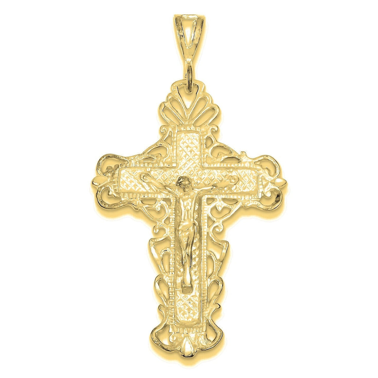 Diamond-Cut Crucifix Pendant - Gold