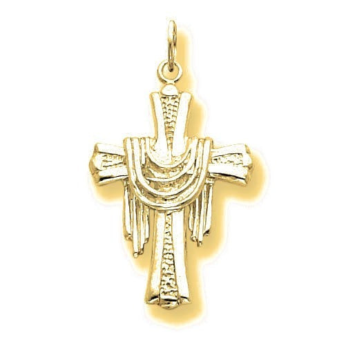 Draped Cross Charm - Gold
