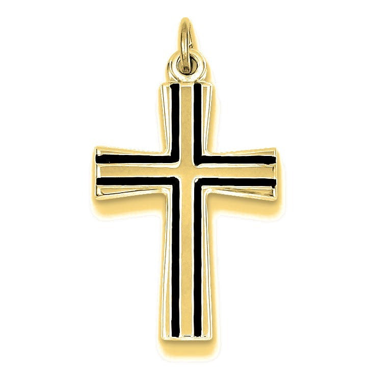 Enameled Cross Charm - Gold