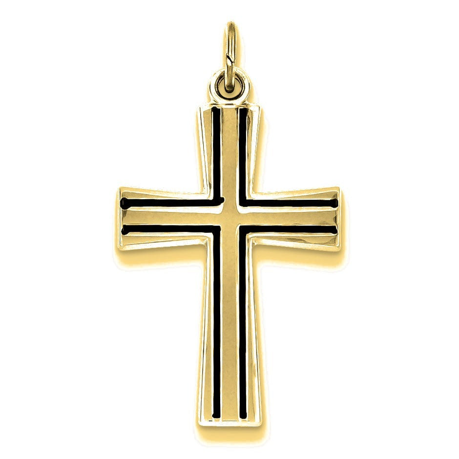 Enameled Cross Charm - Gold