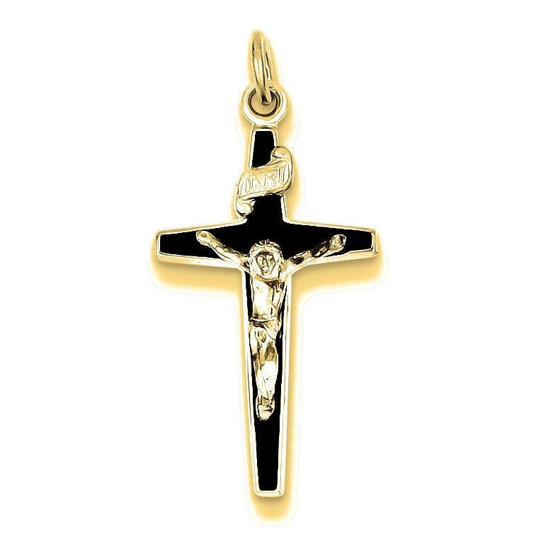 Enameled Crucifix Charm - Gold