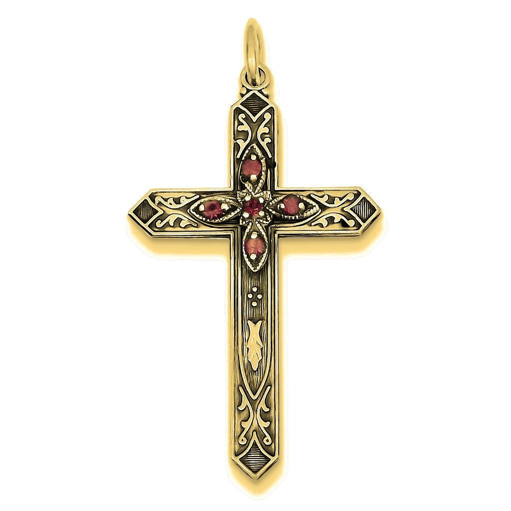 February Birthstone Cross Pendant - Gold