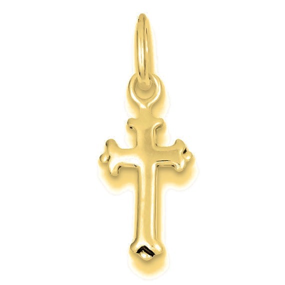 Fleur De Lis Cross Charm - Gold