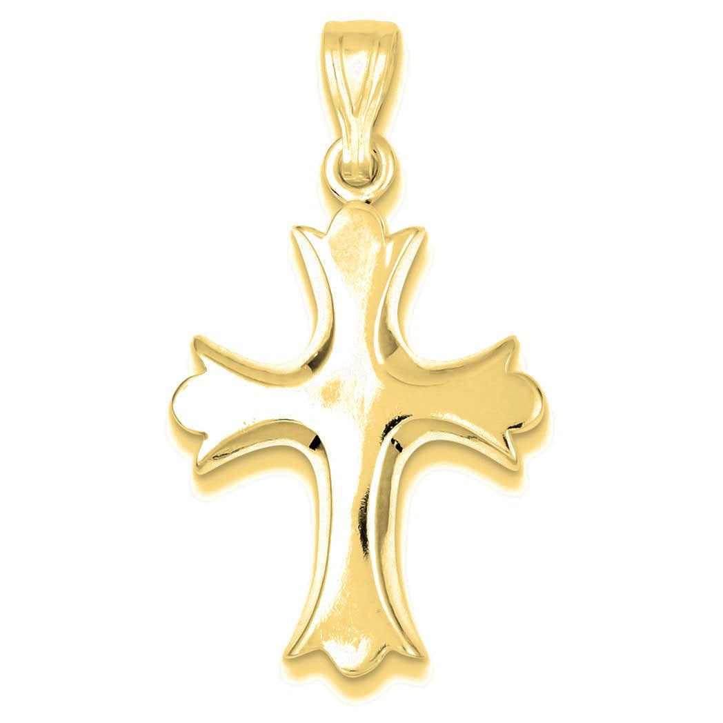 Fleur De Lis Cross Pendant - Gold