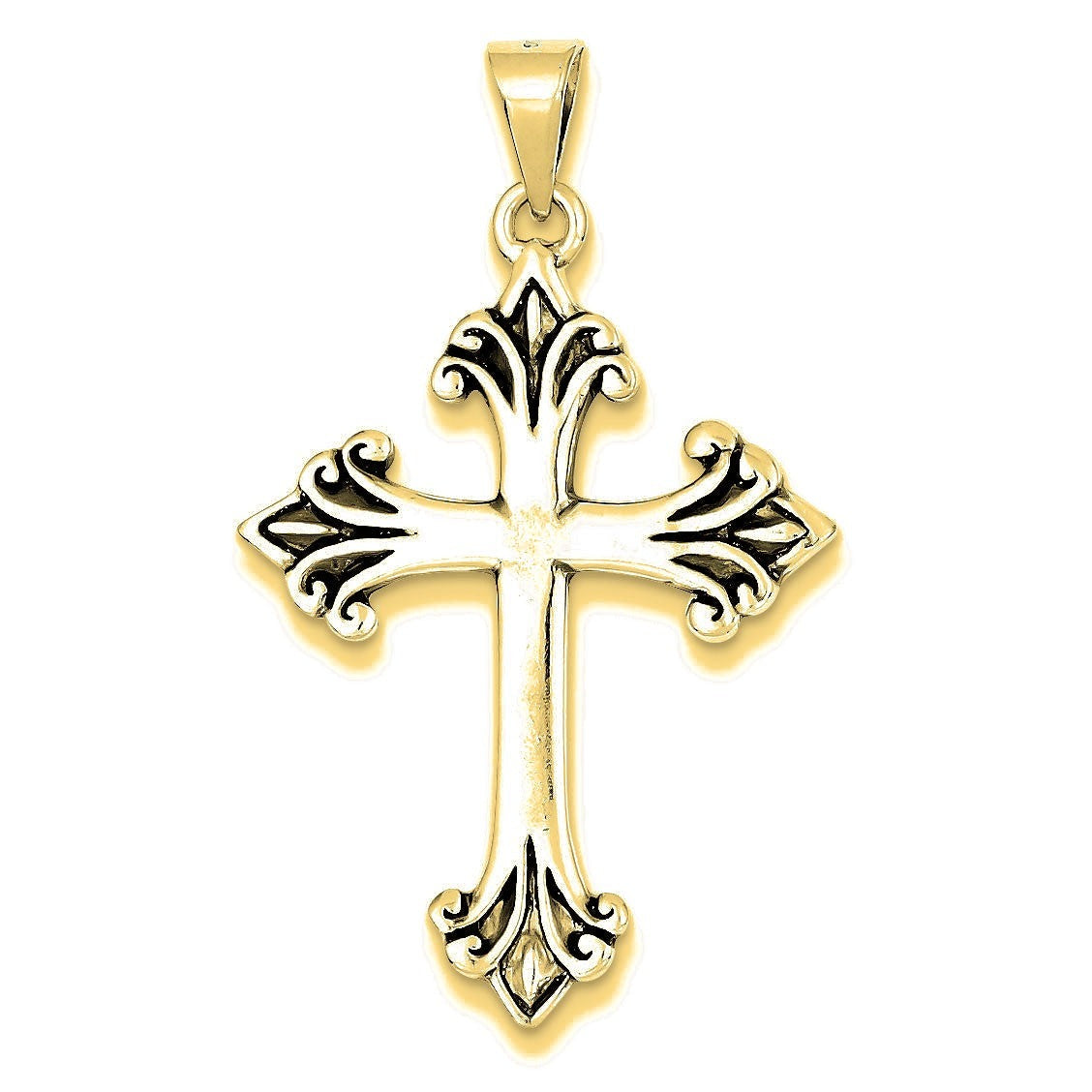 Fleur De Lis Cross Pendant - Gold