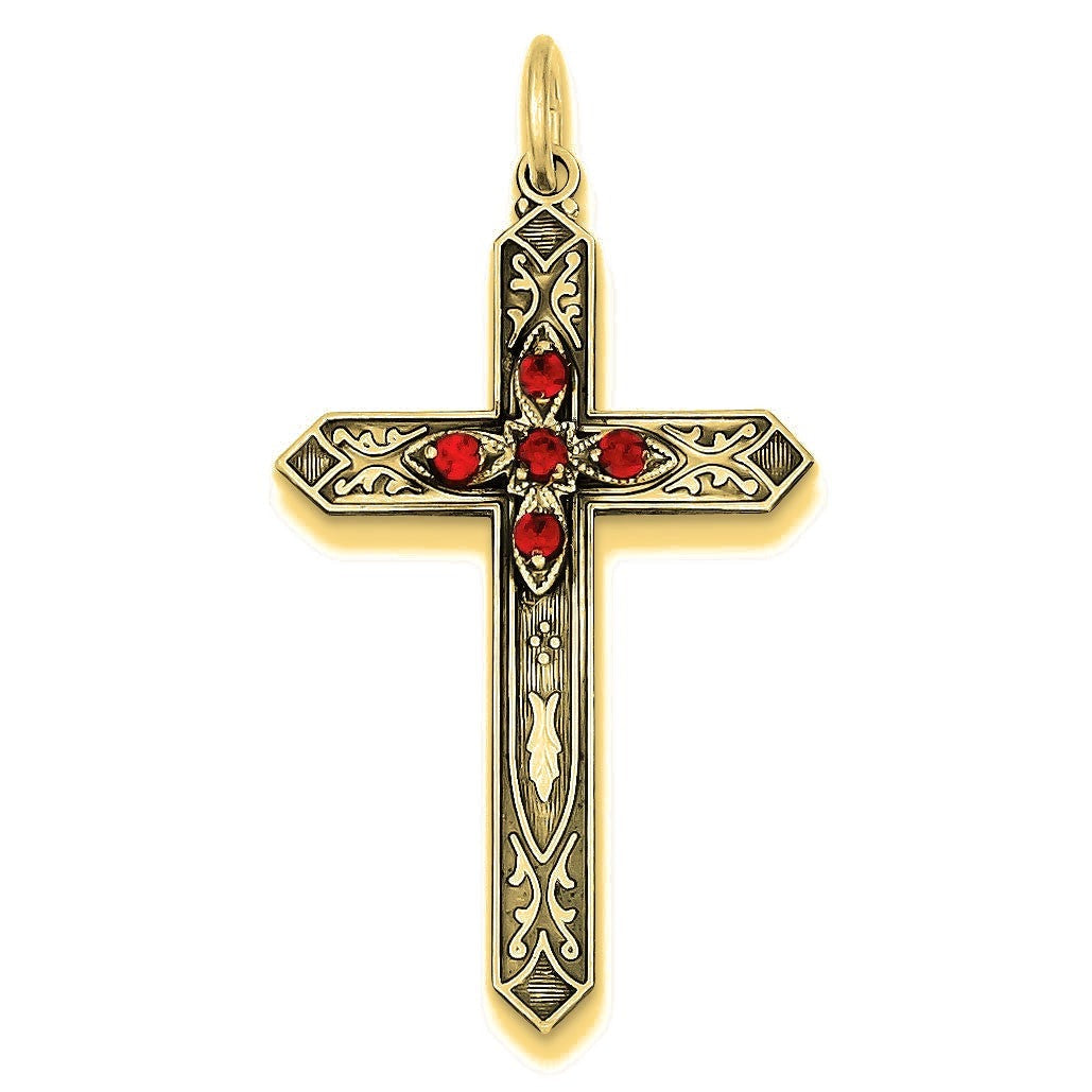 July Birthstone Cross Pendant - Gold