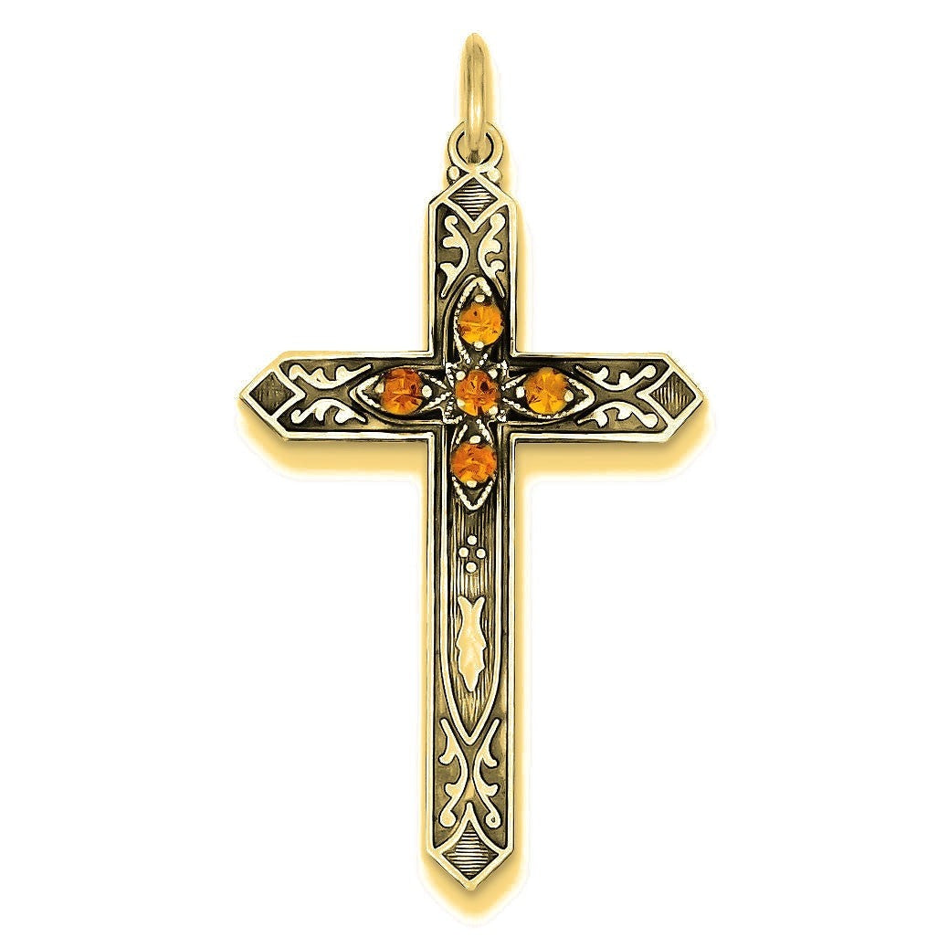 November Birthstone Cross Pendant - Gold
