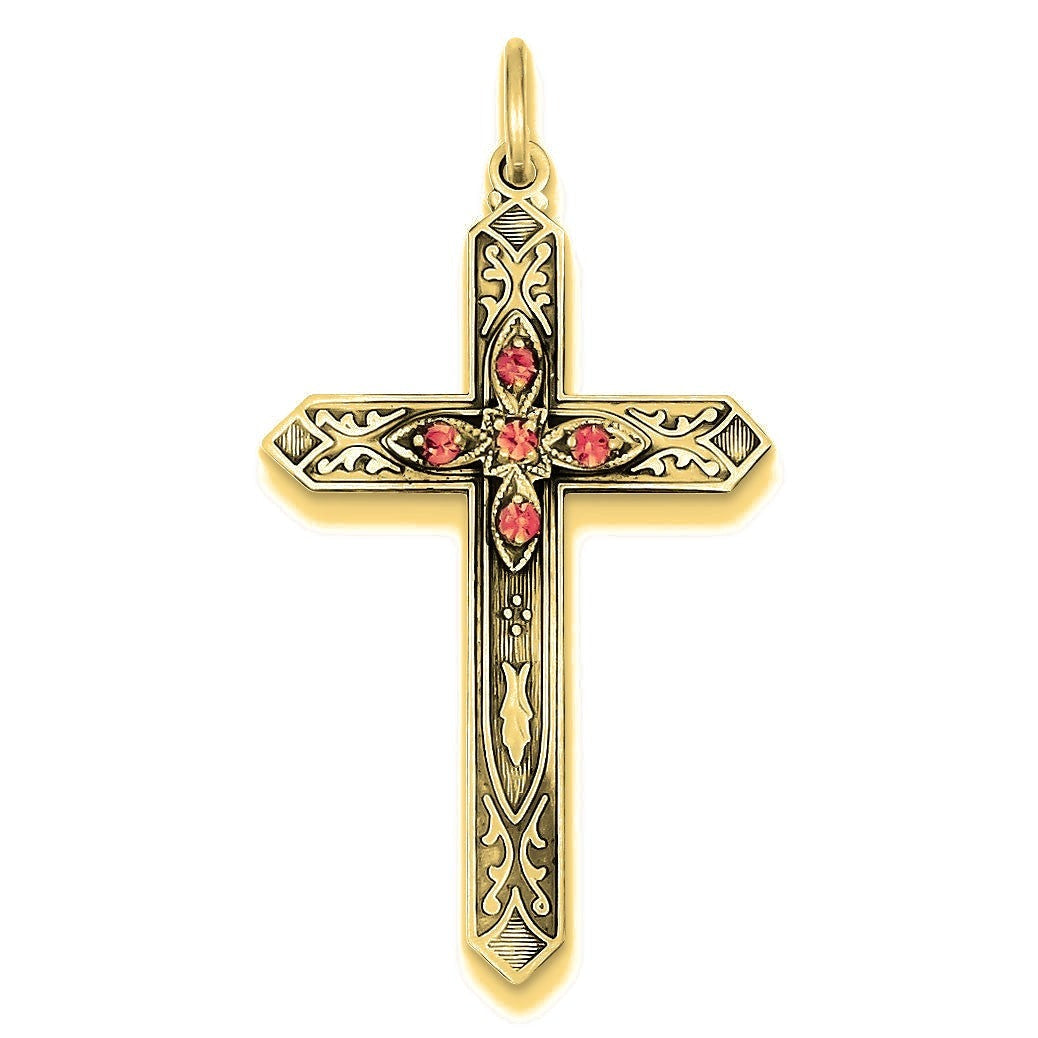 October Birthstone Cross Pendant - Gold