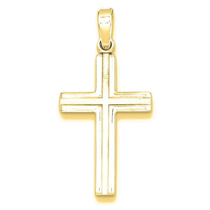 Polished and Matte Finish Cross Pendant - Gold