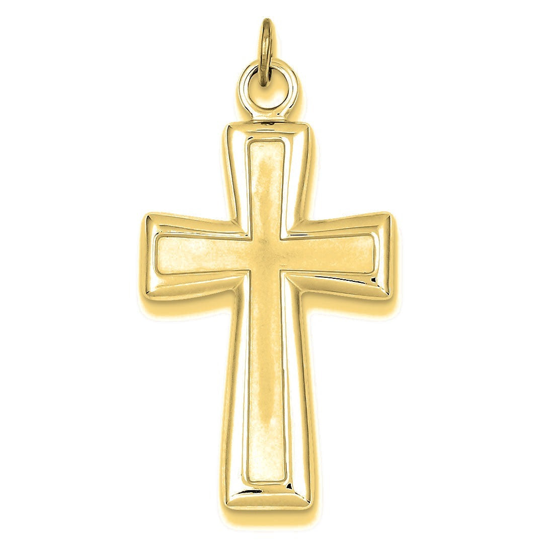 Polished and Satin Cross Pendant - Gold