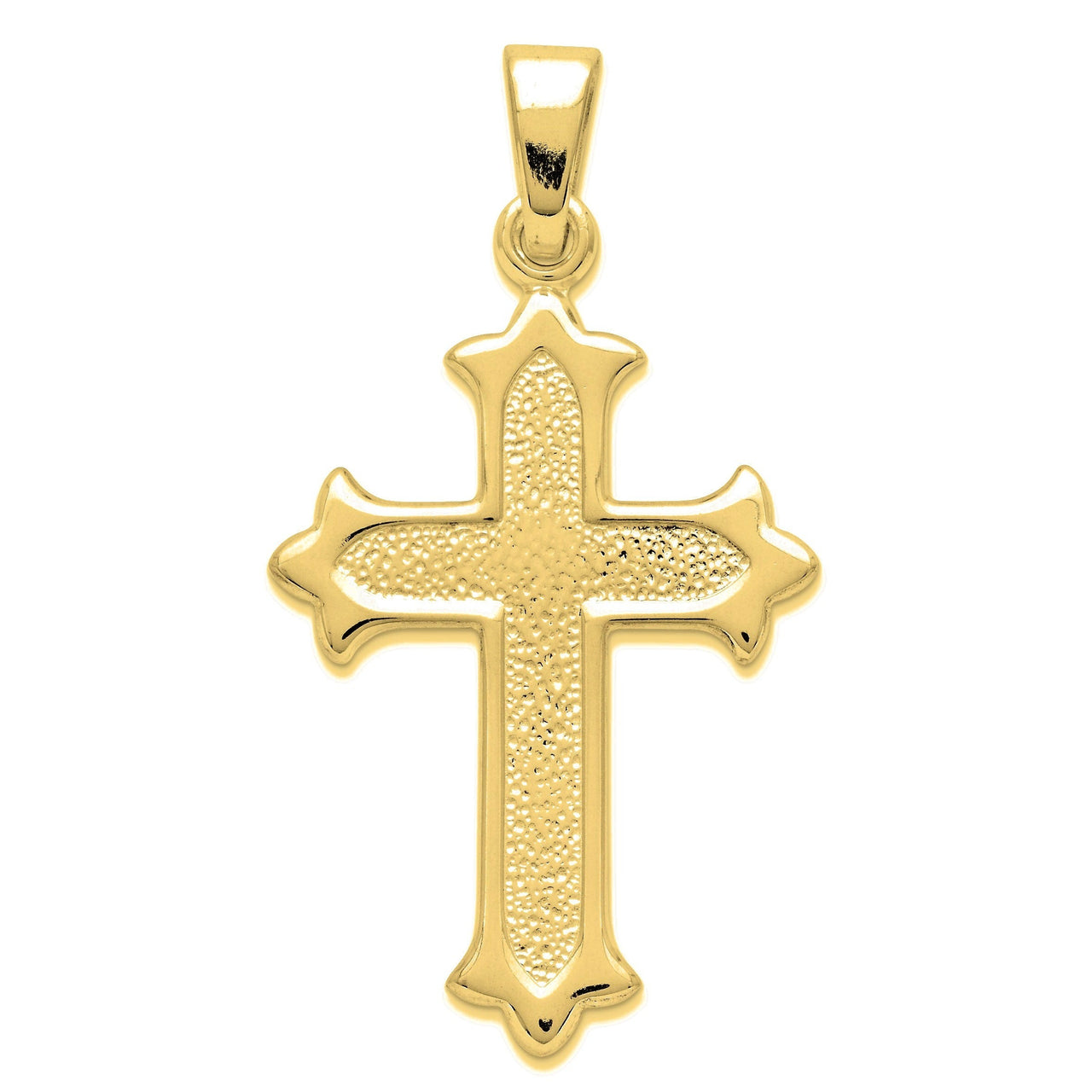 Polished and Textured Cross Pendant - Gold