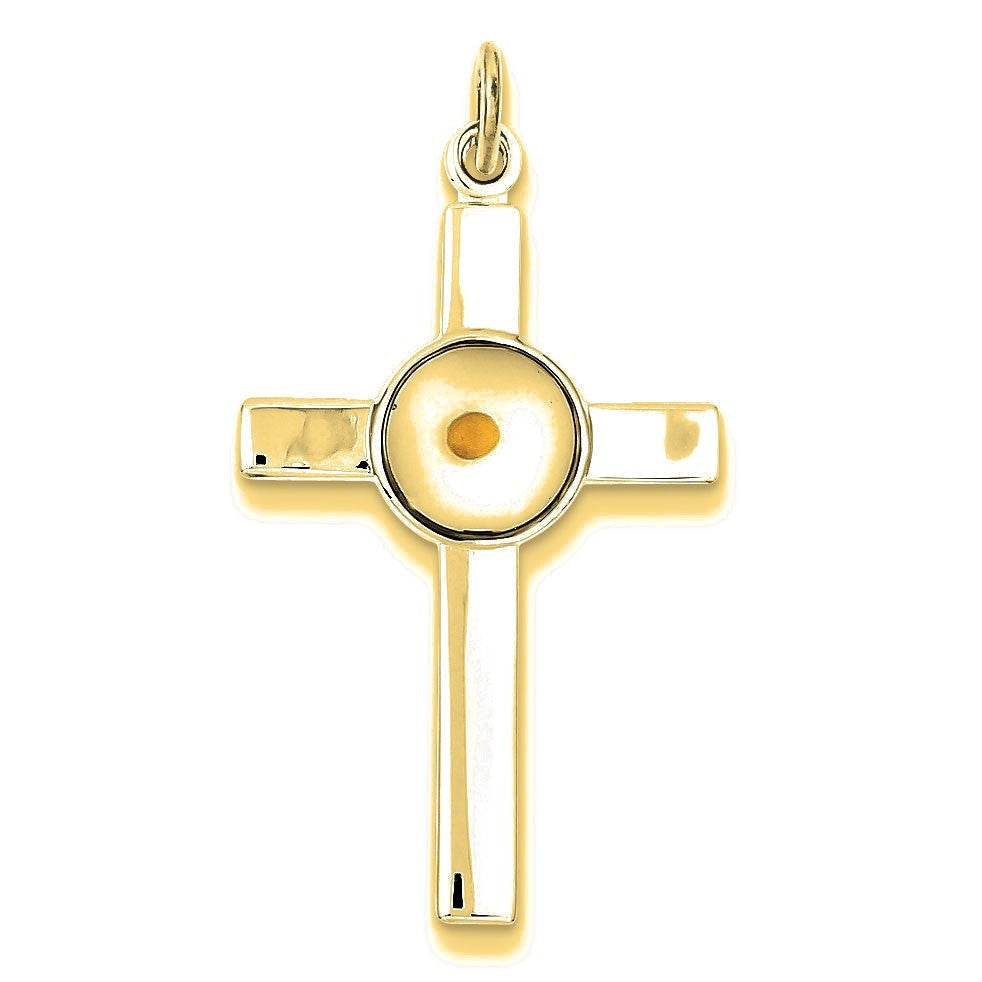 Polished & Epoxy Cross with Mustard Seed Pendant - Gold