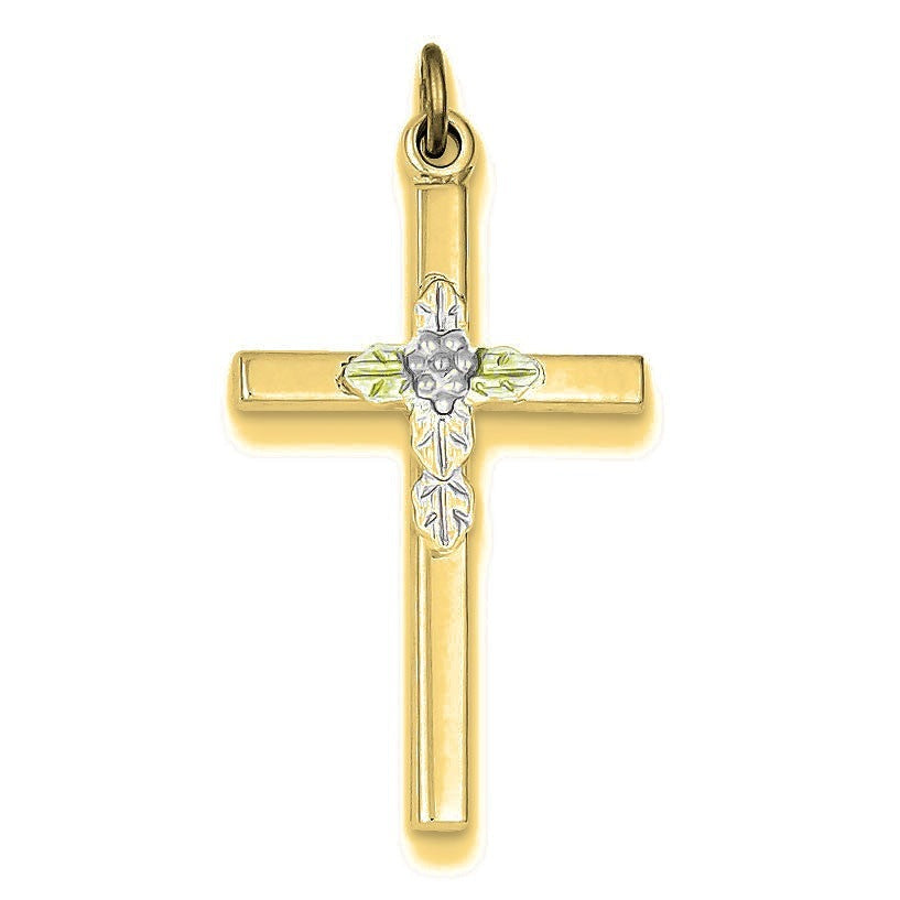 Polished Epoxy & Cross Pendant - Gold with Silver Accents