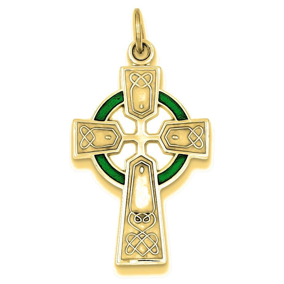 Polished Epoxy Irish Cross Pendant - Gold