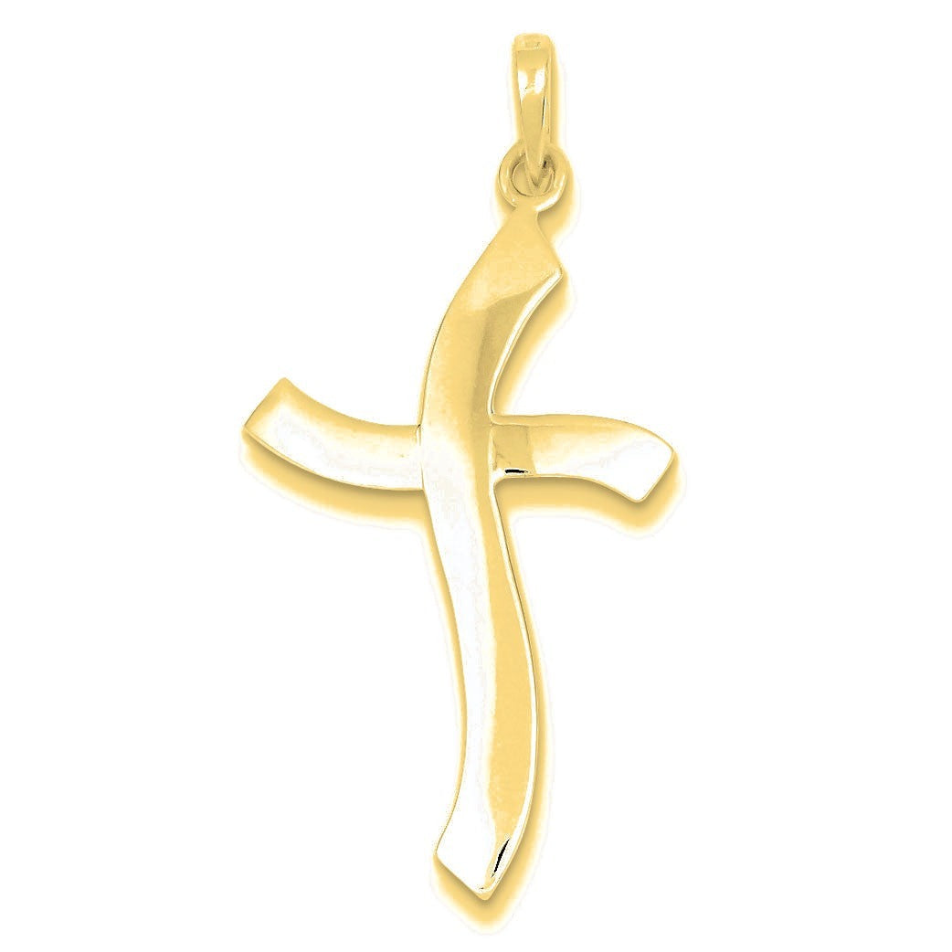 Polished Freeform Cross Pendant - Gold