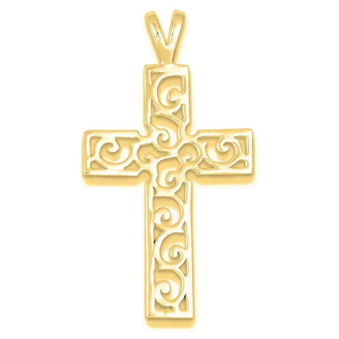 Polished Swirl Cross Pendant - Gold