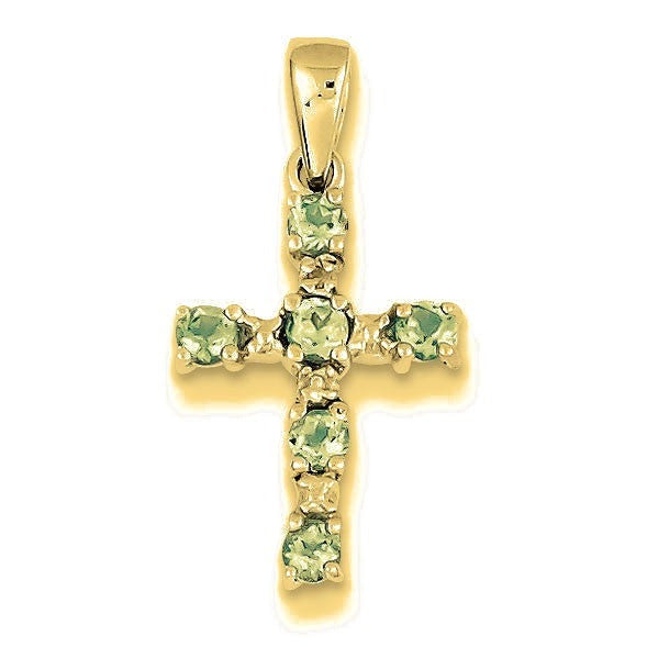 Rhodium Lt Sw Blue Topaz Cross & Diamond Pendant - Gold